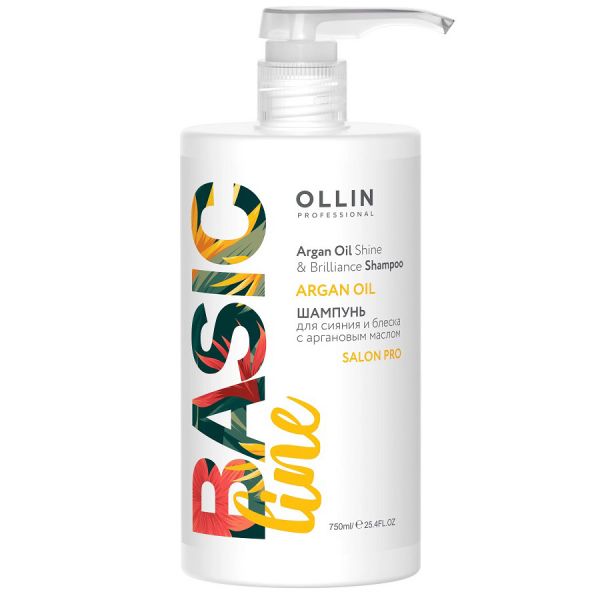 Shampoo for shine and shine with argan oil Basic Line Argan Oil OLLIN 750 ml